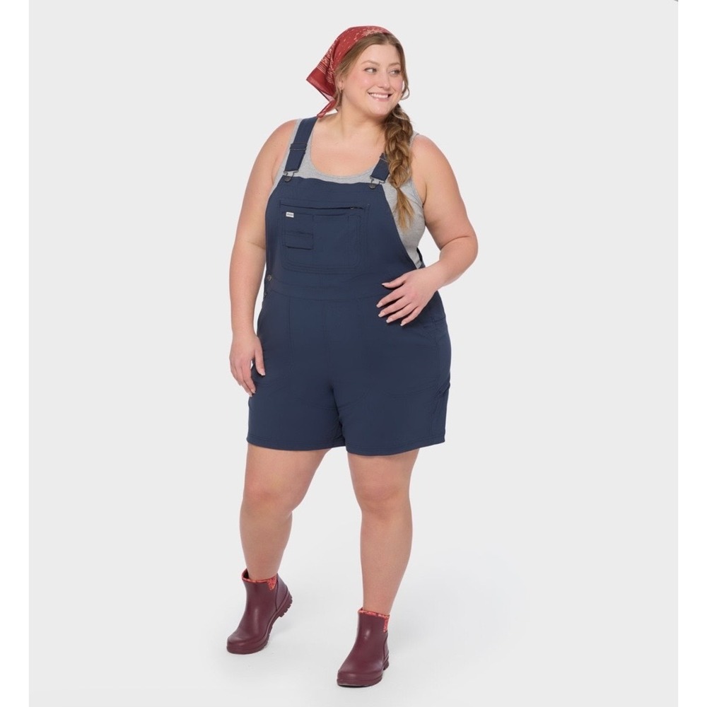Duluth Trading Co Heirloom Gardening Bib Overalls Shorts Gray Women 3X Ripstop